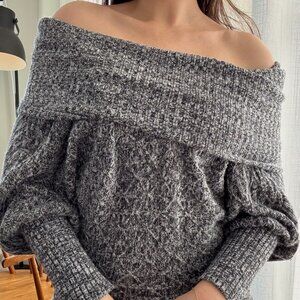 Tricot Joli Marble Gray Cowl Neck Sweater Dress Tunic Long Sleeve Size Large